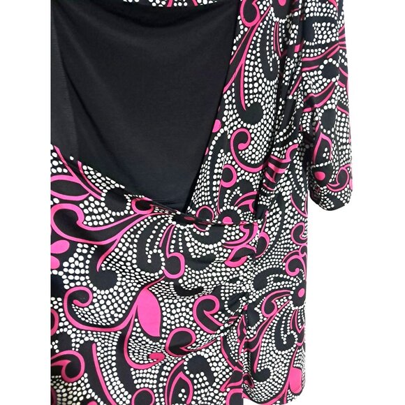 Y2K Studio 1940 Womens Plus Size 22/24W Faux Wrap Built-in Tank Black & Pink Pri - Picture 7 of 7